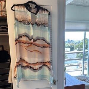 All Saints Blue Tan Asymmetrical Dress